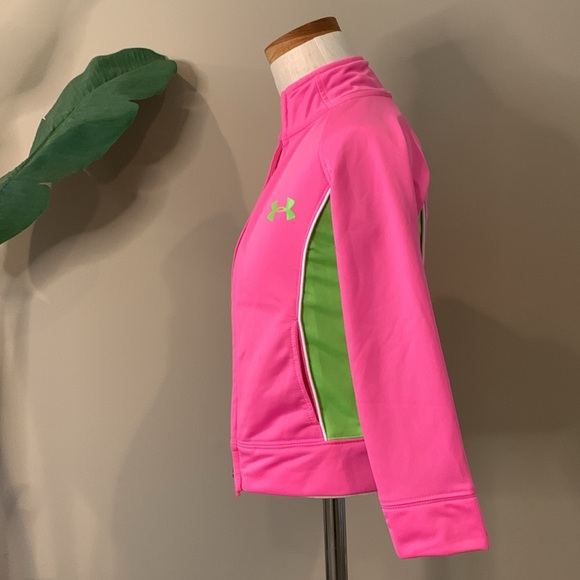 Under Armor Baby Girls Pink And Green Track Jacket, Size 4 - Picture 5 of 15